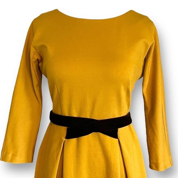 Girls From Savoy Womens Fit Flare Dress XS Mustard Yellow Twee ASO Taylor Swift - Picture 6 of 12
